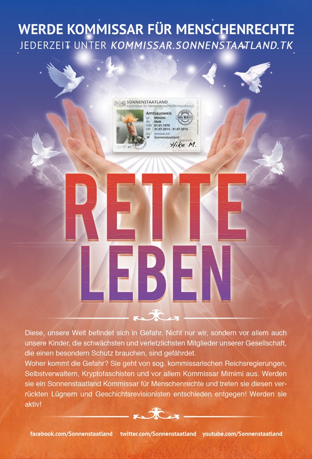 Rette Leben! Werde Kommissar für Menschenrechte und kämpfe an unserer Seite!!