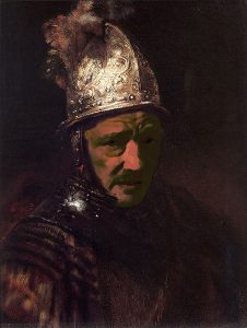 Rembrandt van Rijn Werkstatt - „Der Mann mit dem goldenem Stahlhelm“ (um 1650, Gemäldegalerie Berlin)