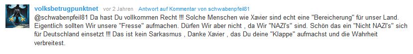 Rechtsradikales Forum Volksbetrug.net feiert die Aussagen des Xavier Naidoo